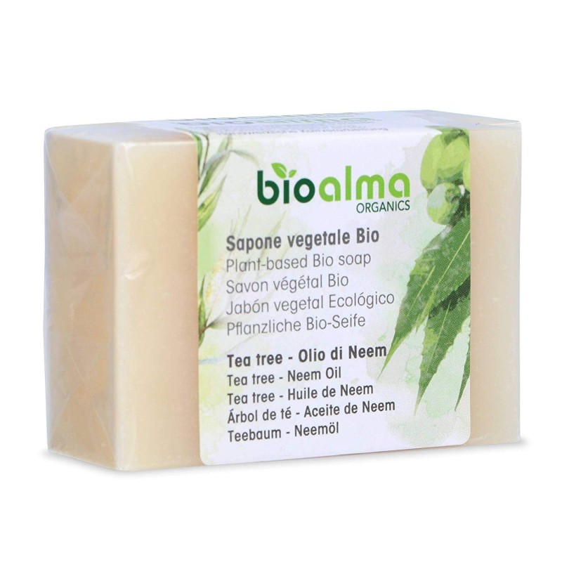 Sapone vegetale al Tea Tree e Olio di Neem BIO (100 g) - Bioalma