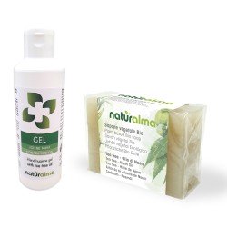 Gel Igiene Mani con Tea Tree oil (100 ml) + Sapone vegetale al Tea Tree e Olio di Neem BIO (100 g) - Naturalma