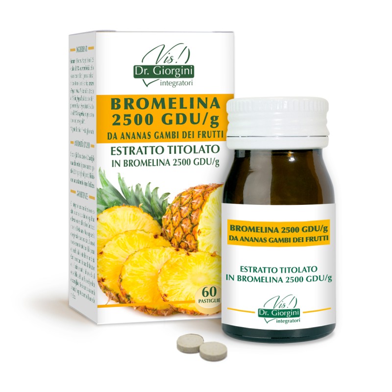 BROMELINA 2500 GDU/g DA ANANAS GAMBI FRUTTI E.TIT 60 pastiglie (30 g) - Dr. Giorgini