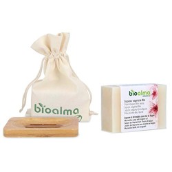 Sapone vegetale di Marsiglia con olio di Argan BIO (100 g) + portasapone in legno - Bioalma